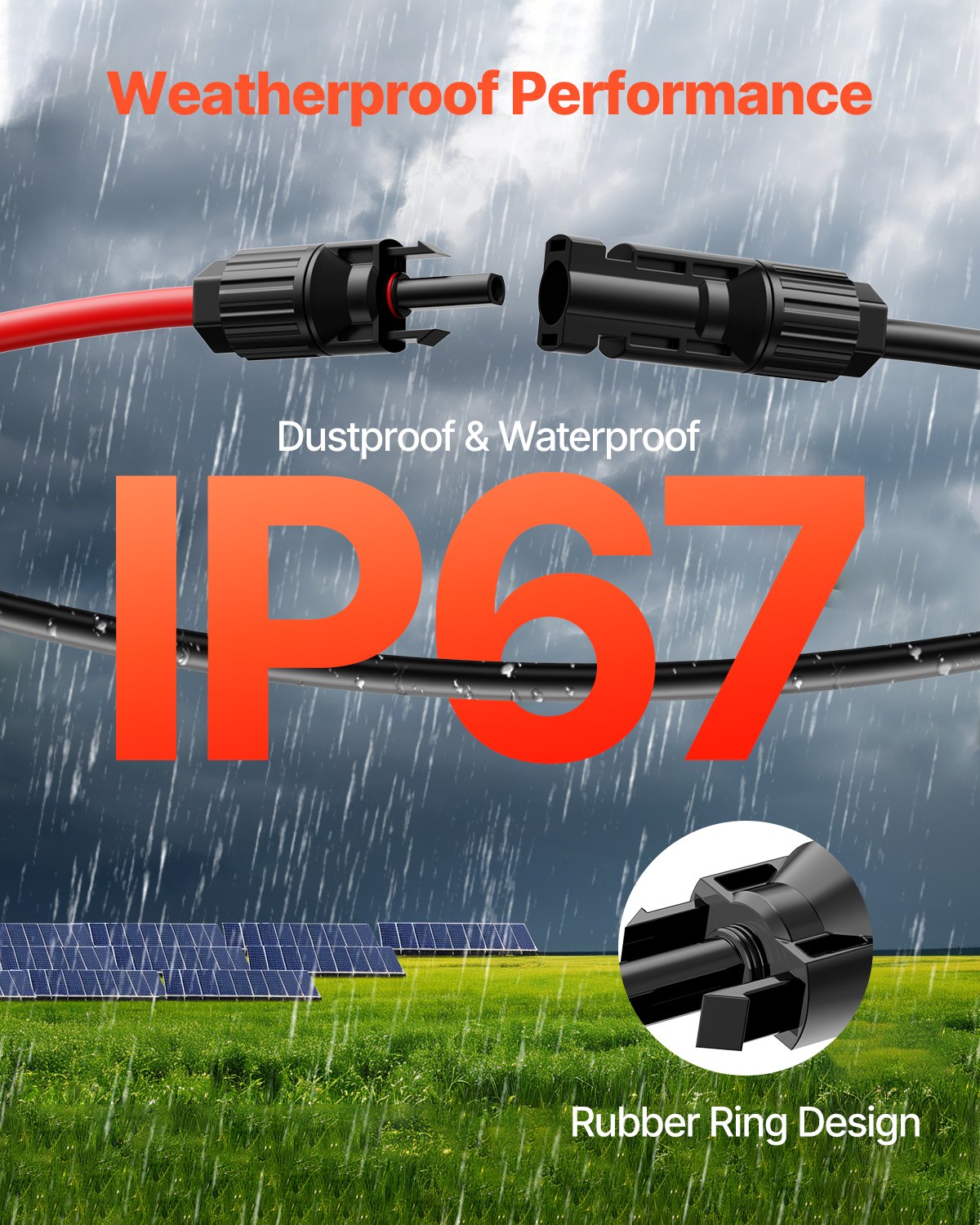 100FT Solar Panel Extension Wire Female & Male Connectors 10AWG Set Of 2