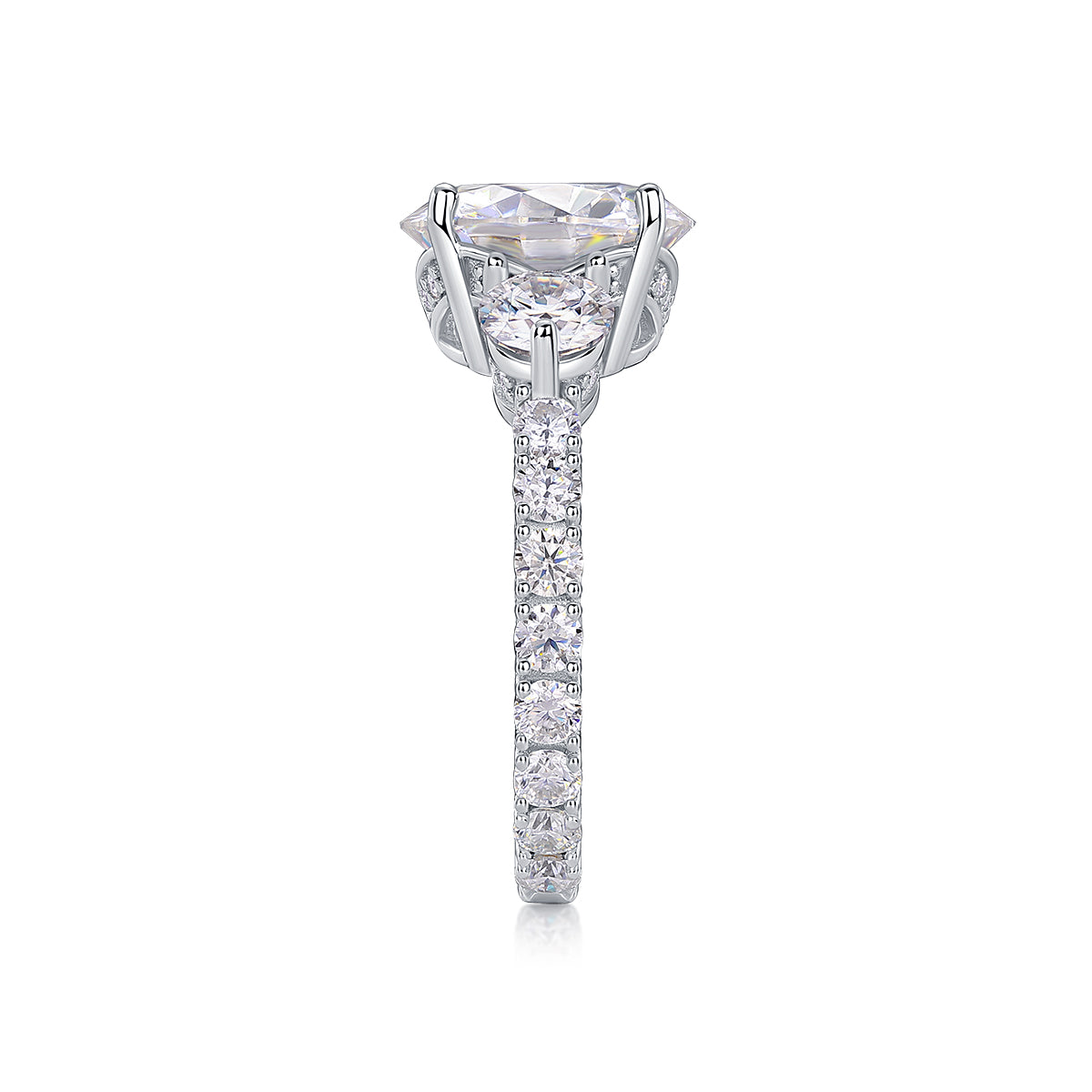 1Three-diamond Brilliance - A Fashionable And Luxurious Jewelry Piece Set With 5-carat Moissanite S925 Sterling Silver And Platinum-plated Diamond Prohibit TikTok sales