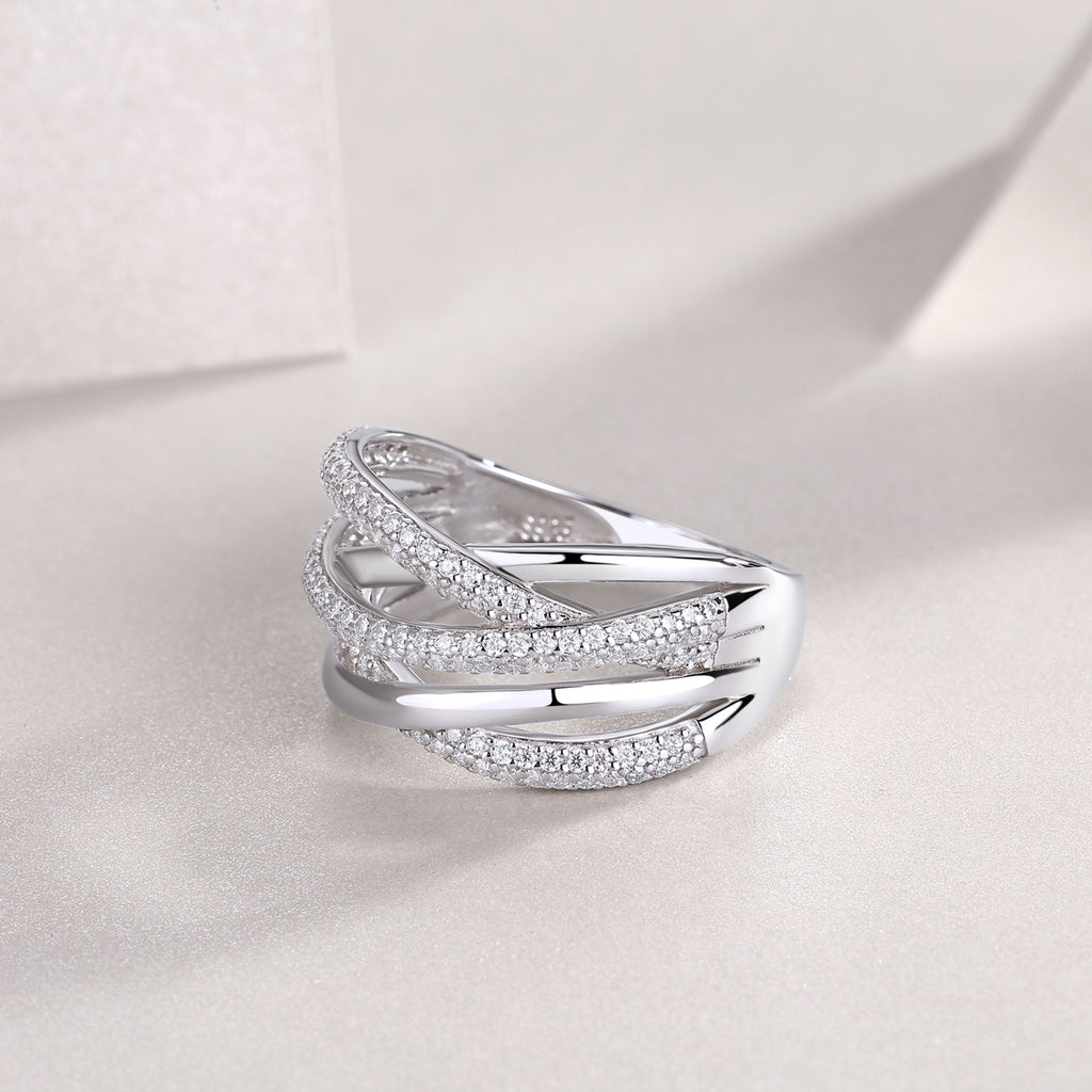 1Brilliant Interweaving - A Fashionable And Luxurious Jewelry Accessory Set With Moissanite S925 Sterling Silver And Platinum-plated Diamond Prohibit TikTok sales