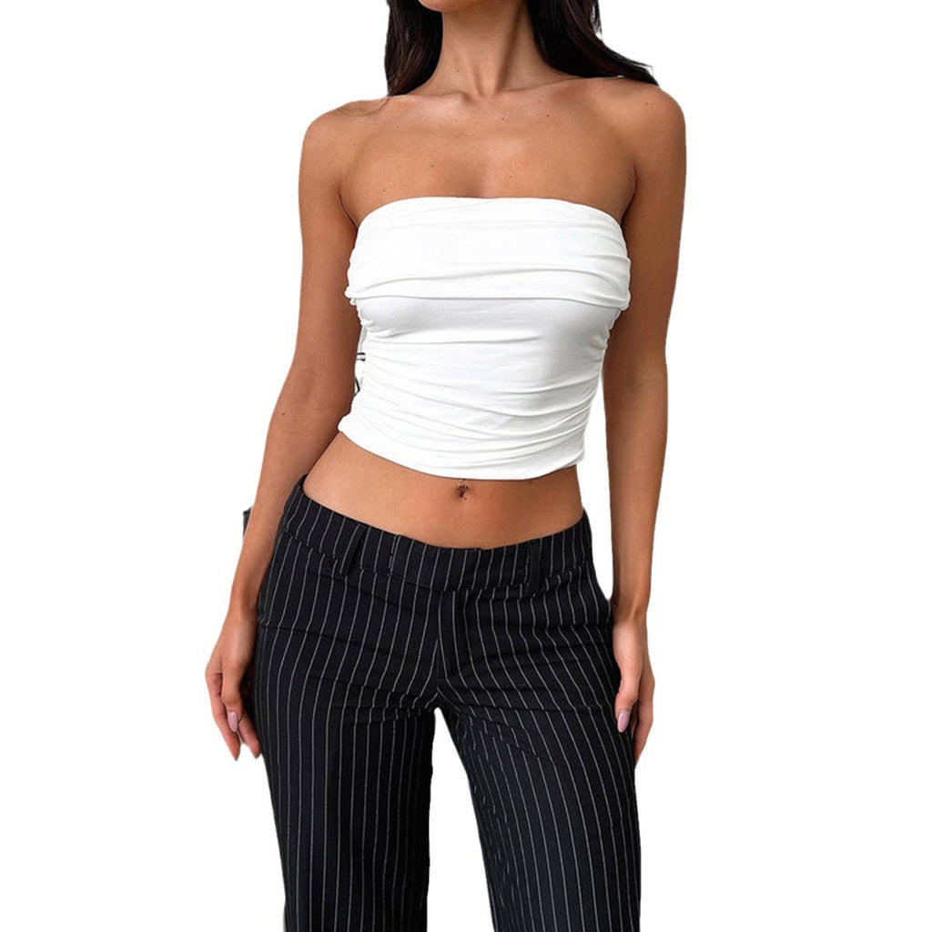 Women's Off-Shoulder Boat-Neckline Tube Top Casual Top