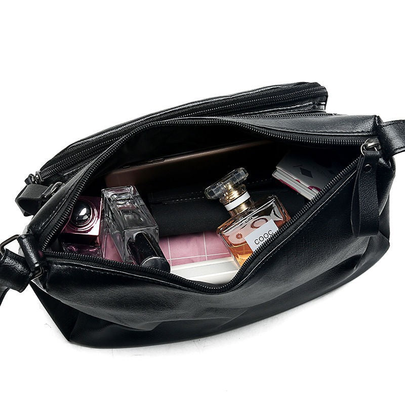 Middle-aged Elegant Mom Messenger Bag Soft Leather Textured Shoulder Bag Grandma Bag