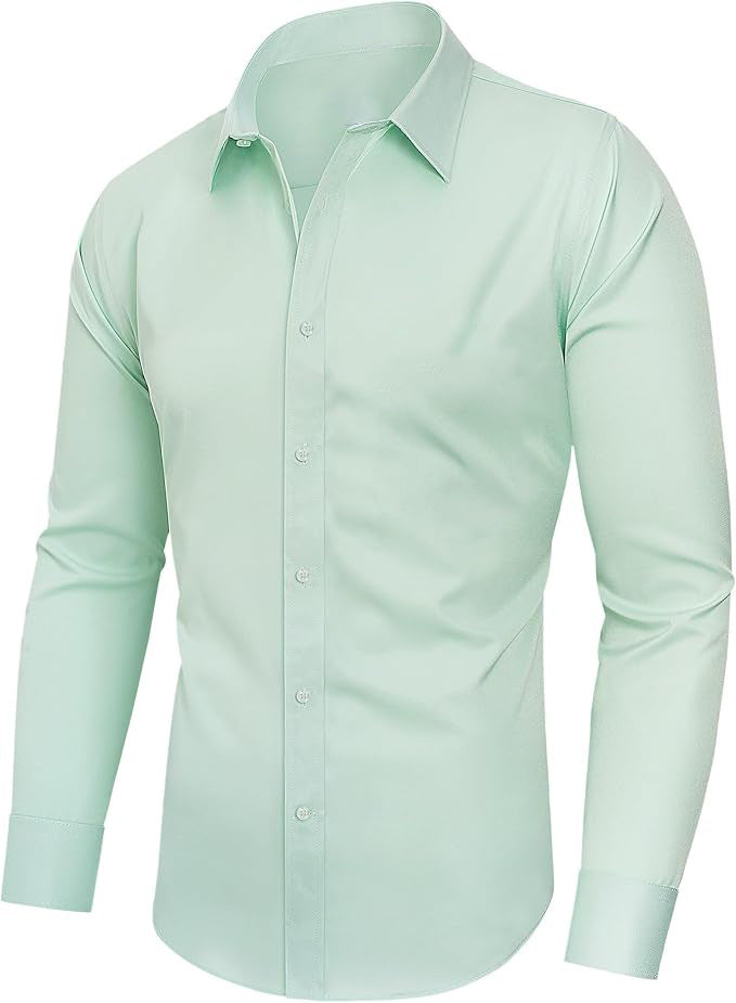 Full Elastic Force Shirt Men's Clothing Long Sleeve Shirt