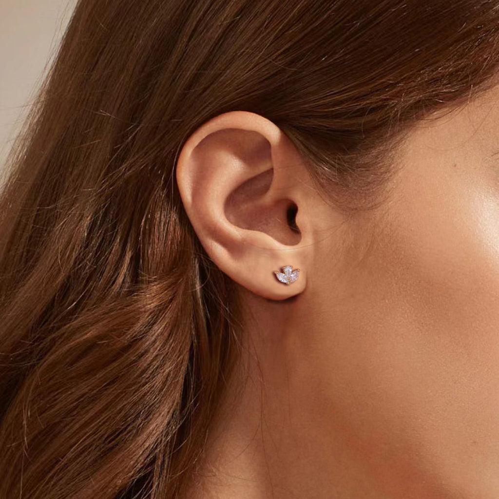 S925 Sterling Silver Inlaid Zirconium Piercing Ear Stud Nose Stud