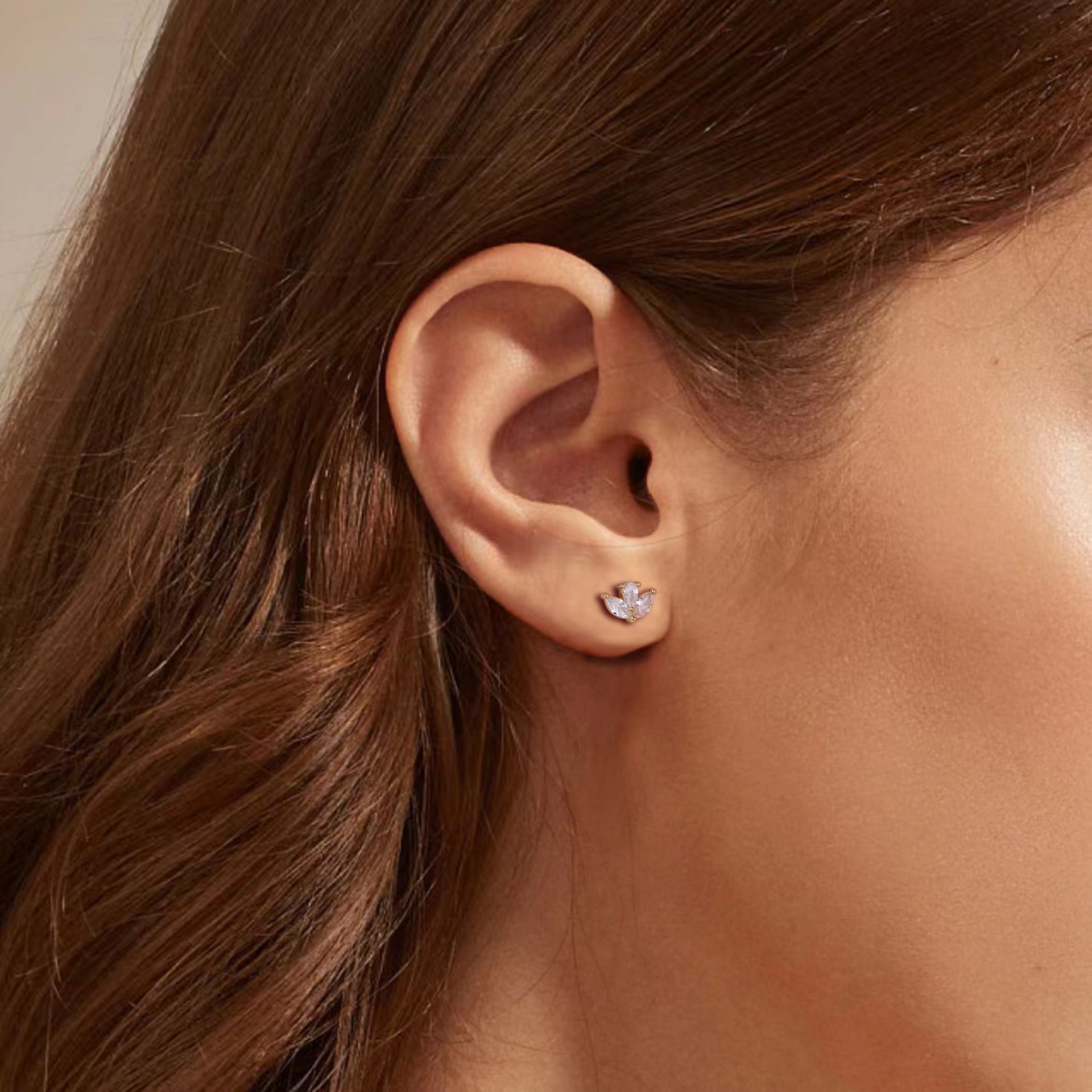 S925 Sterling Silver Inlaid Zirconium Piercing Ear Stud Nose Stud