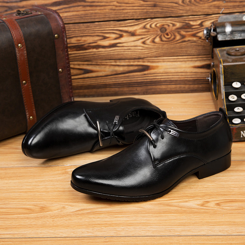 Business Formal Men's British Leather Shoes Lace-up Casual Shoes