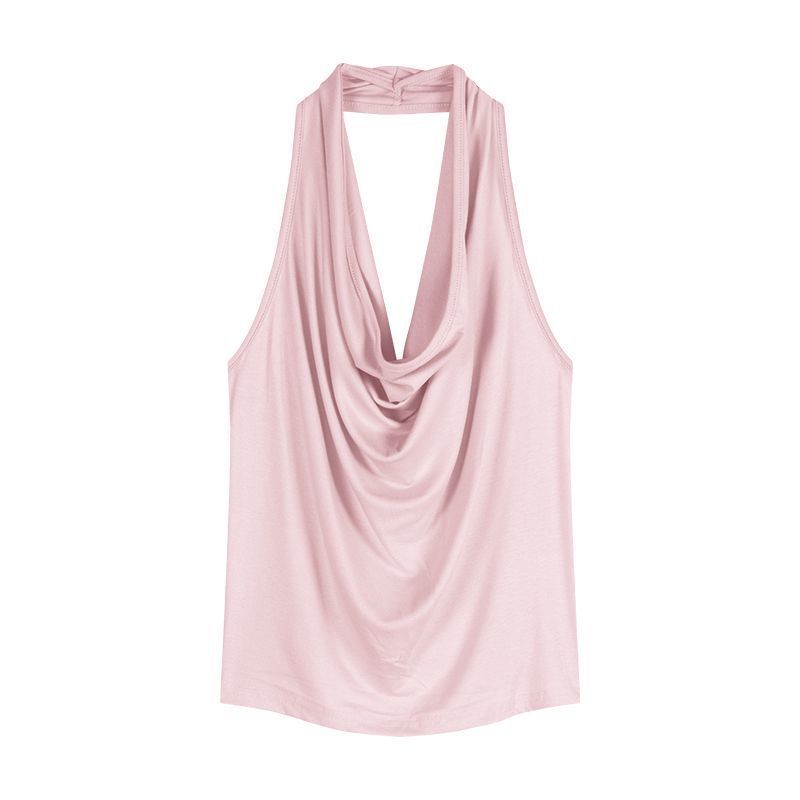Red Backless Slash-Neck Sleeveless Tank Top Women's Summer