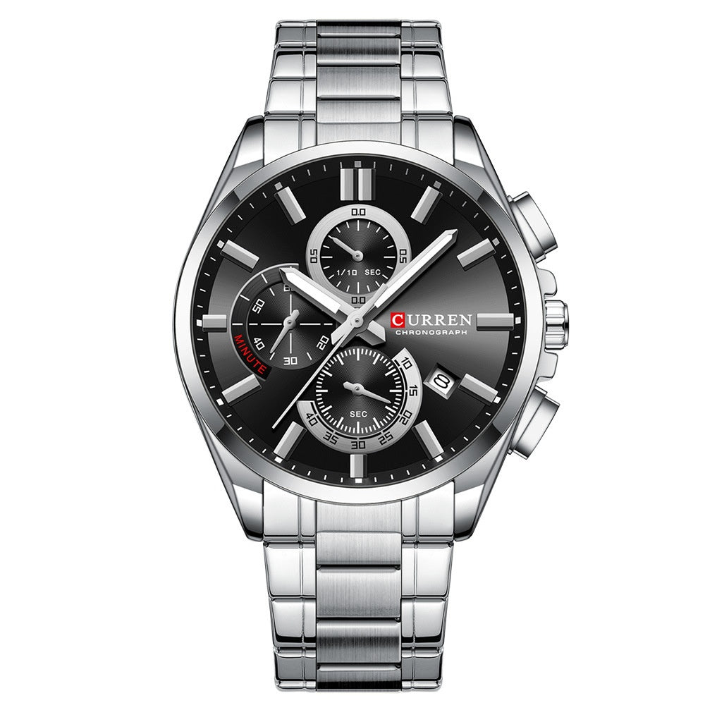 Men's Steel Strap Watch Waterproof Six-pin Timing
