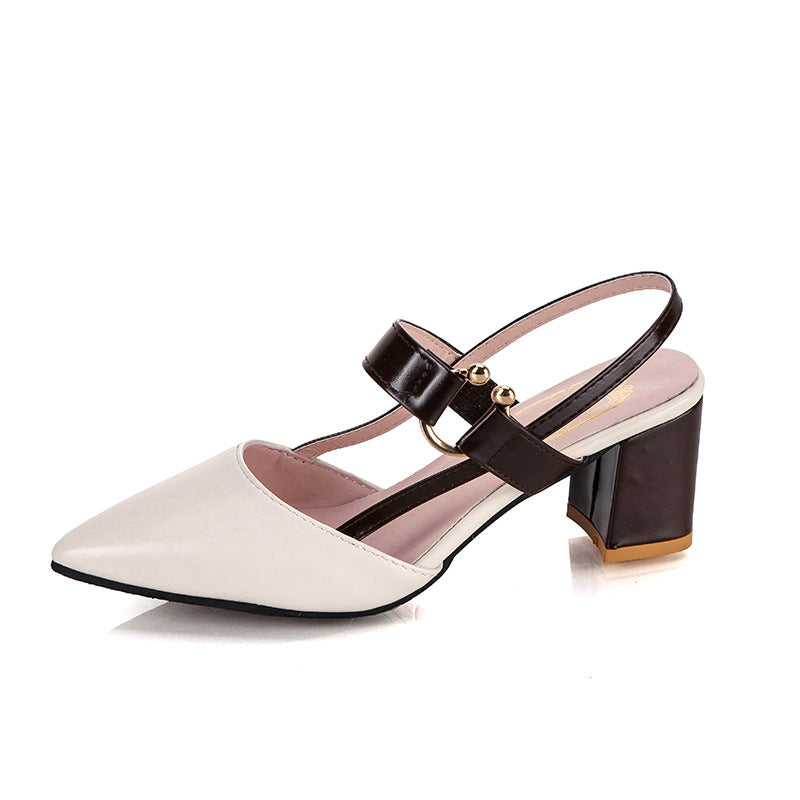 Spring And Summer Pointed Toe Thick Heel Toe Box Women's Sandals