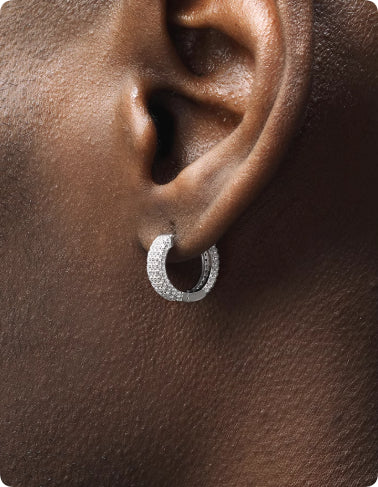 Men's Full Diamond Earrings European And American Style All-match S925 Sterling Silver