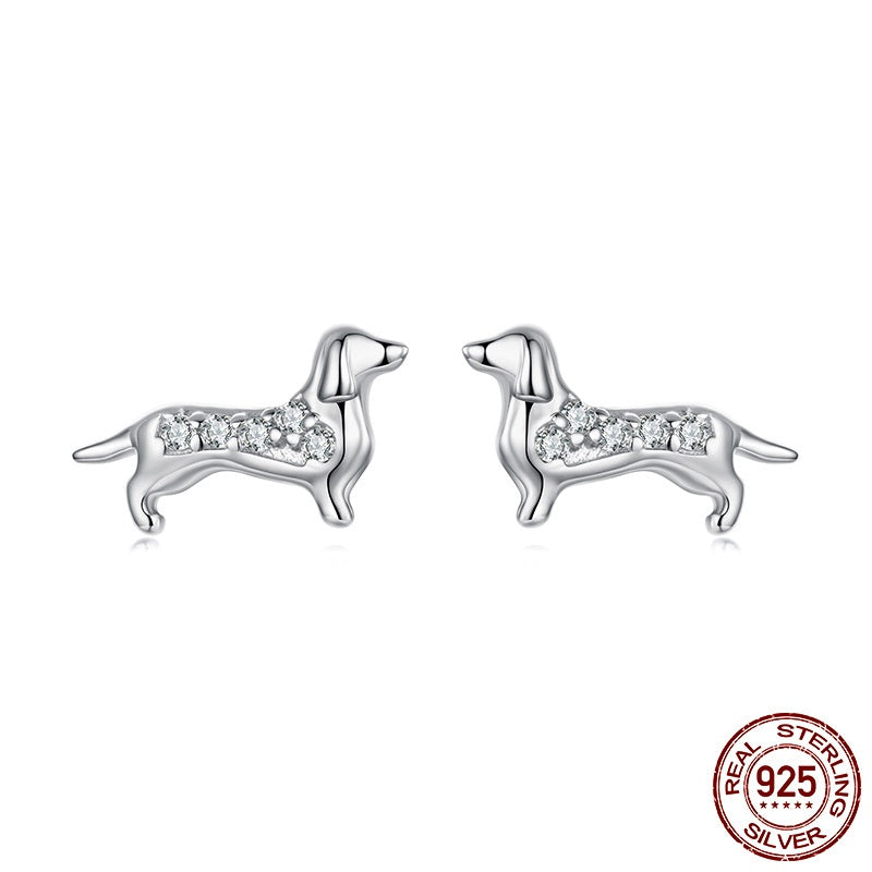 S925 Sterling Silver Sausage Dog Mini Ear Studs