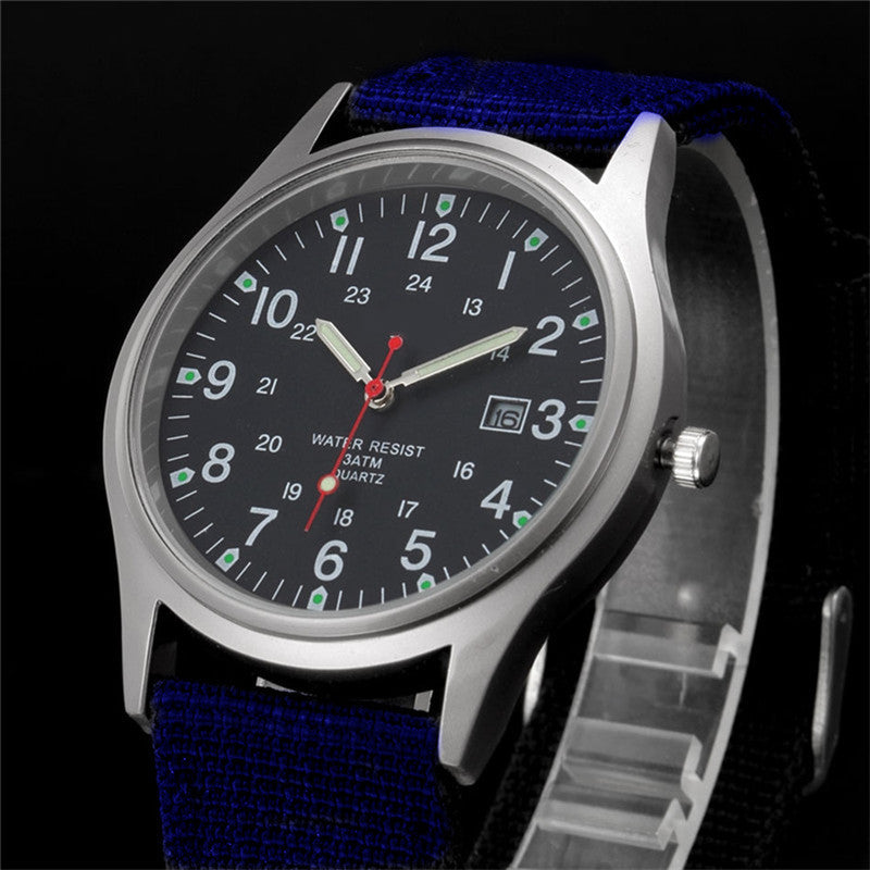 Watches Fabric Band Military Calendar Army Clock