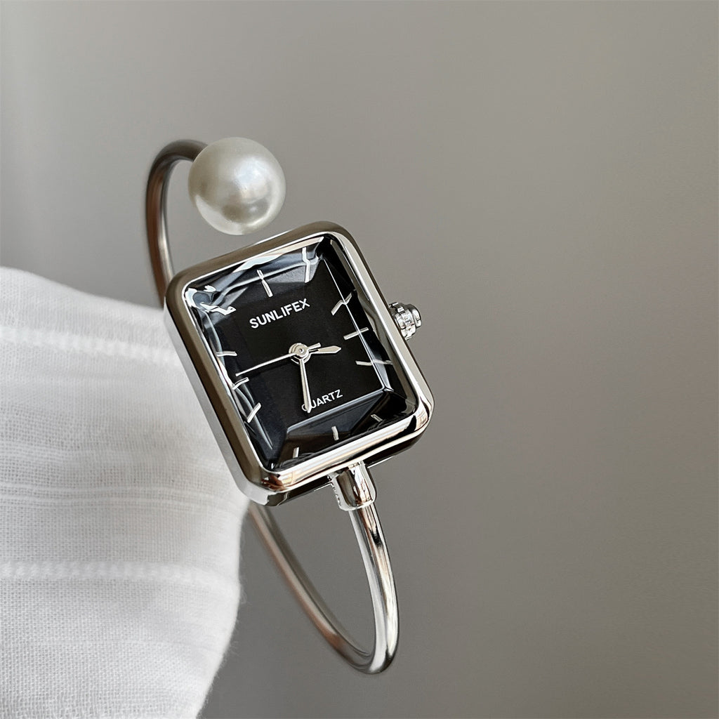 Gold Square Pearl Women's Light Luxury Exquisite Bracelet Watch