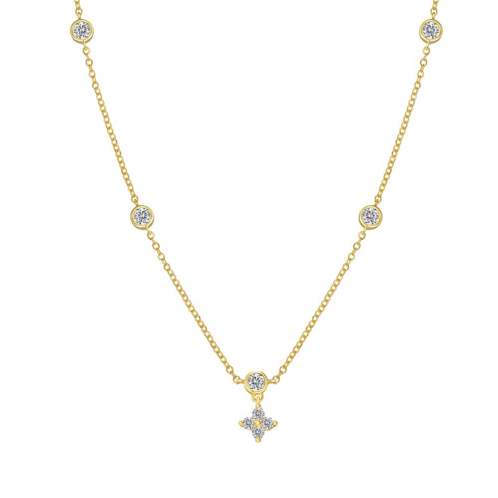 S925 Sterling Silver Necklace Bracelet Female Starry Design Zircon