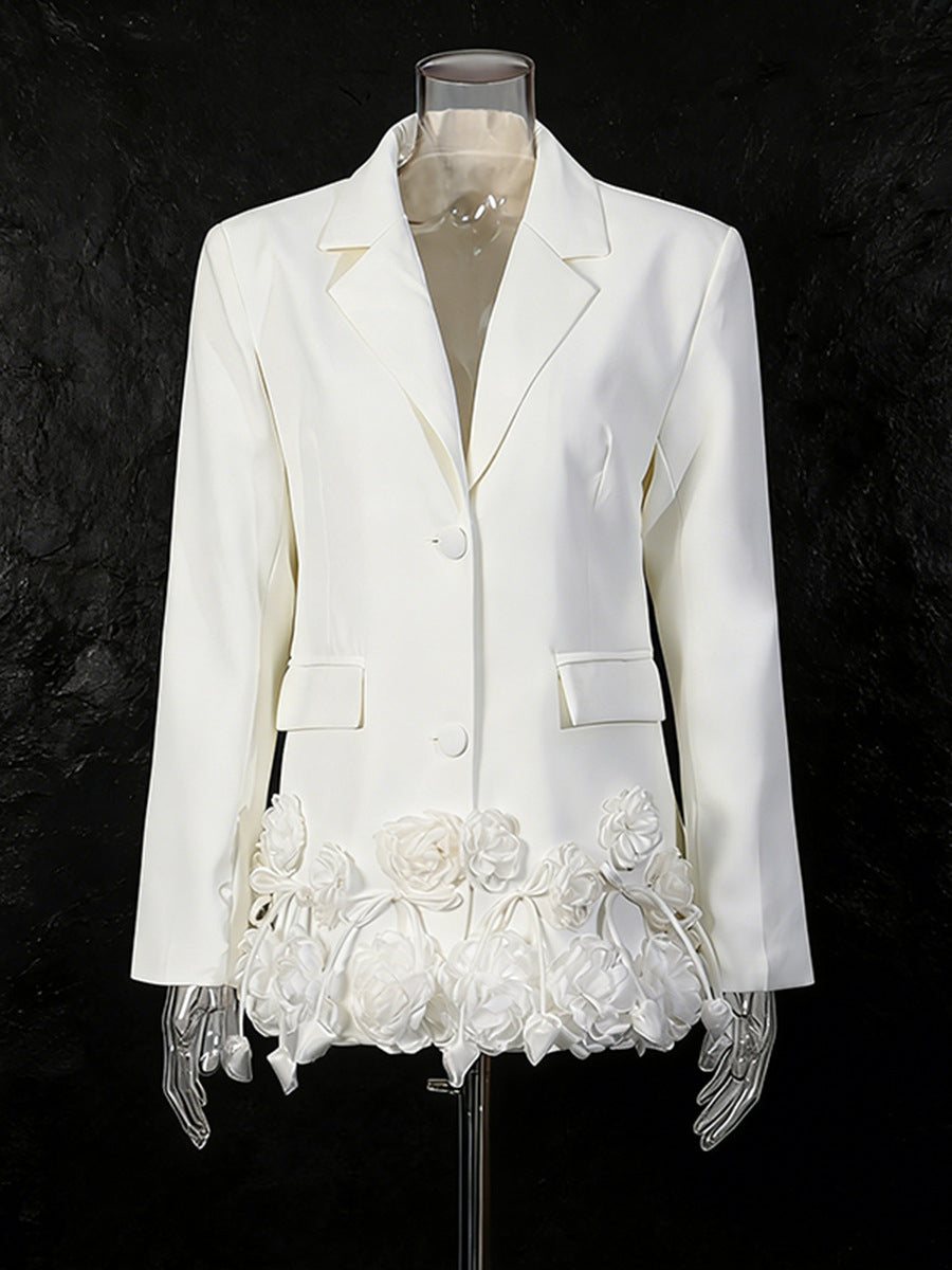 Elegant Three-dimensional Floral Loose-fitting Blazers