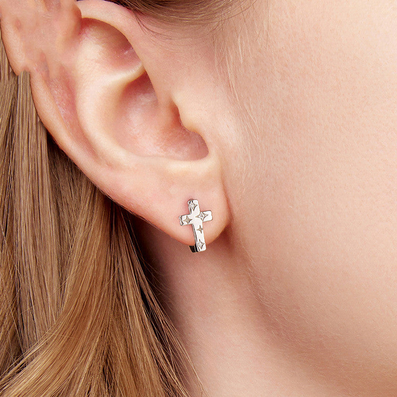 Original S925 Sterling Silver Star Cross Ear Clip