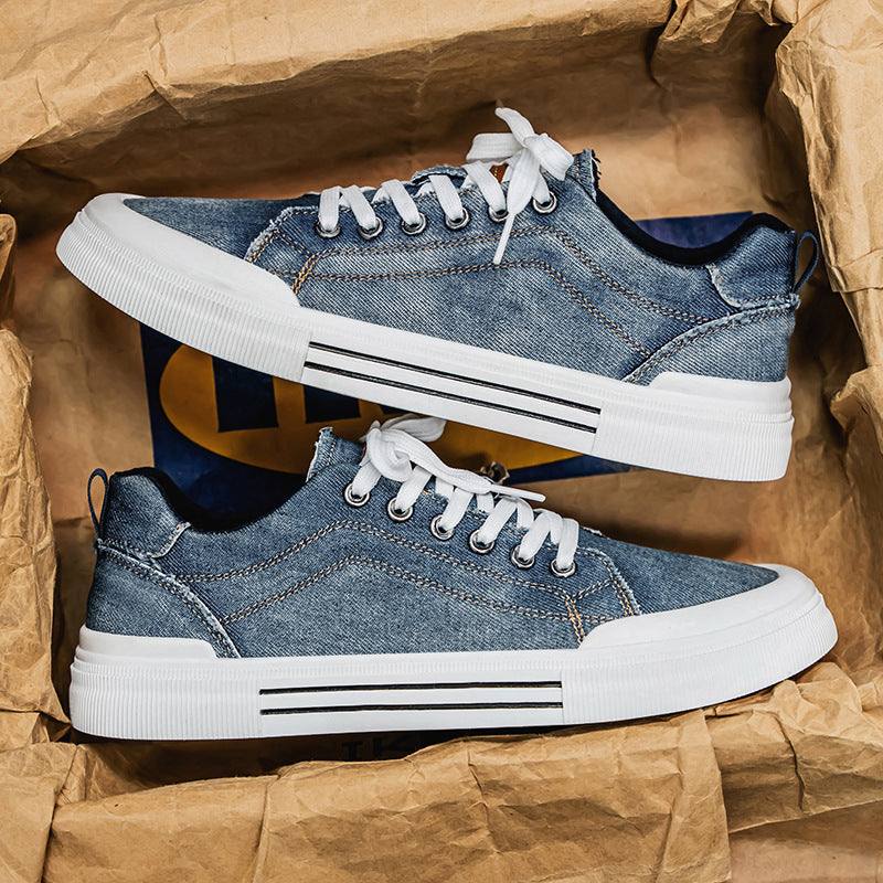 Men's Korean-style Fashion Plus Size Low-top Casual Denim All-matching Sneakers