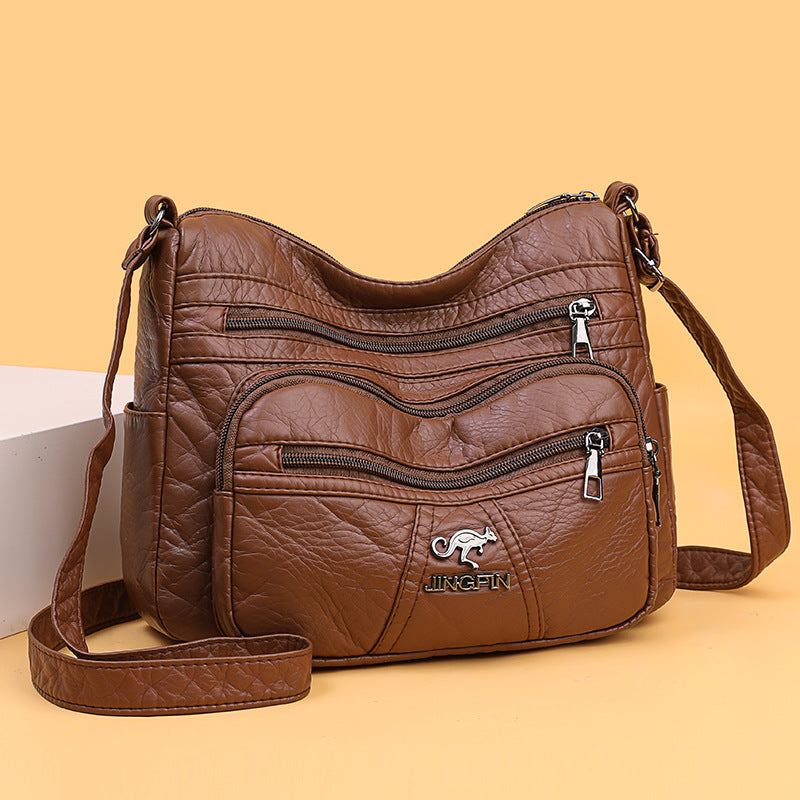 Retro Soft Leather Women's Bag New Authentic Leather Tactile Feel Large Capacity