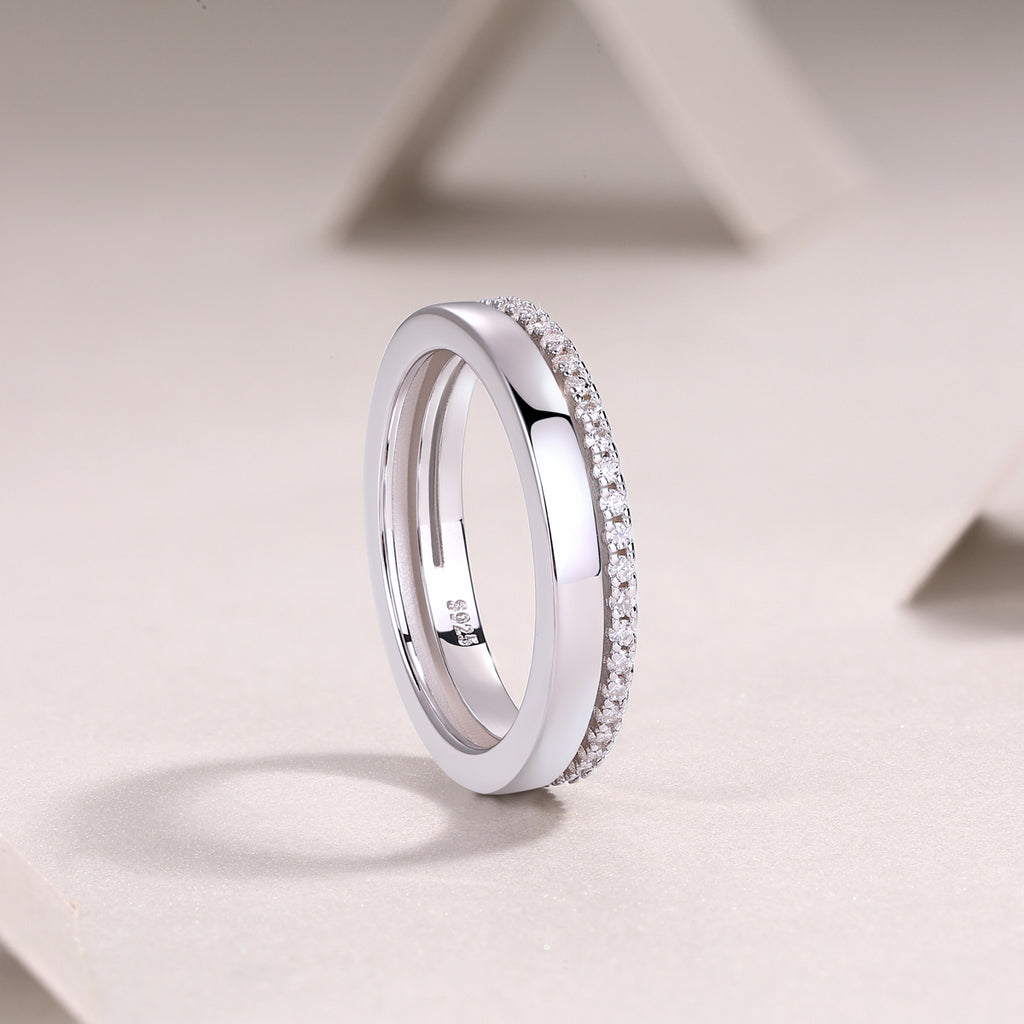 1Double Ring Shadow - A Fashionable And Luxurious Jewelry Piece Set With Moissanite S925 Sterling Silver And Platinum-plated Diamond Prohibit TikTok sales