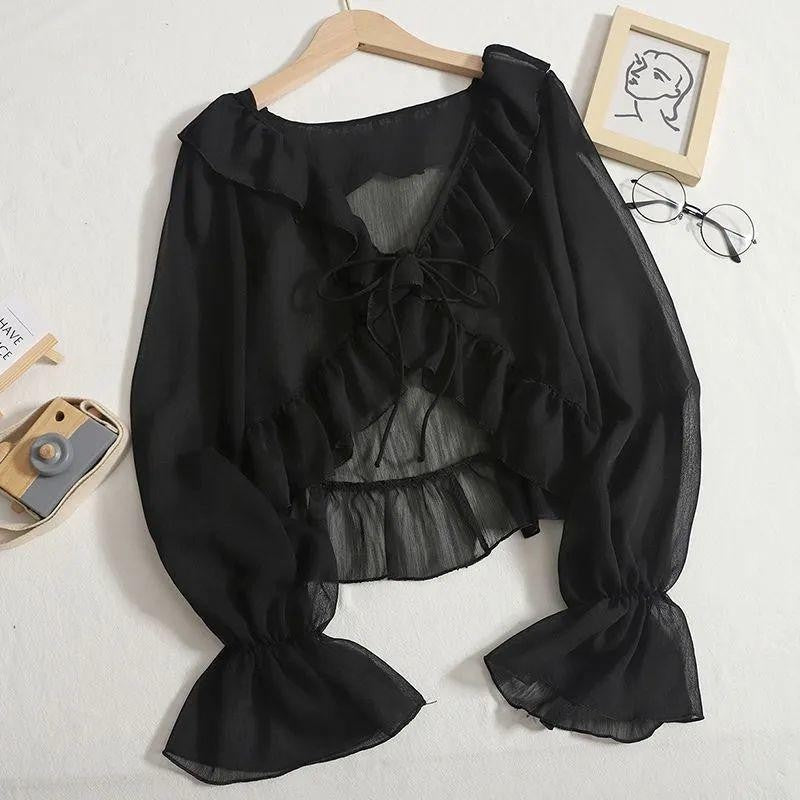 Women's Sun Protective Cardigan - Lightweight Breathable Chiffon Outerwear For Summer Layering