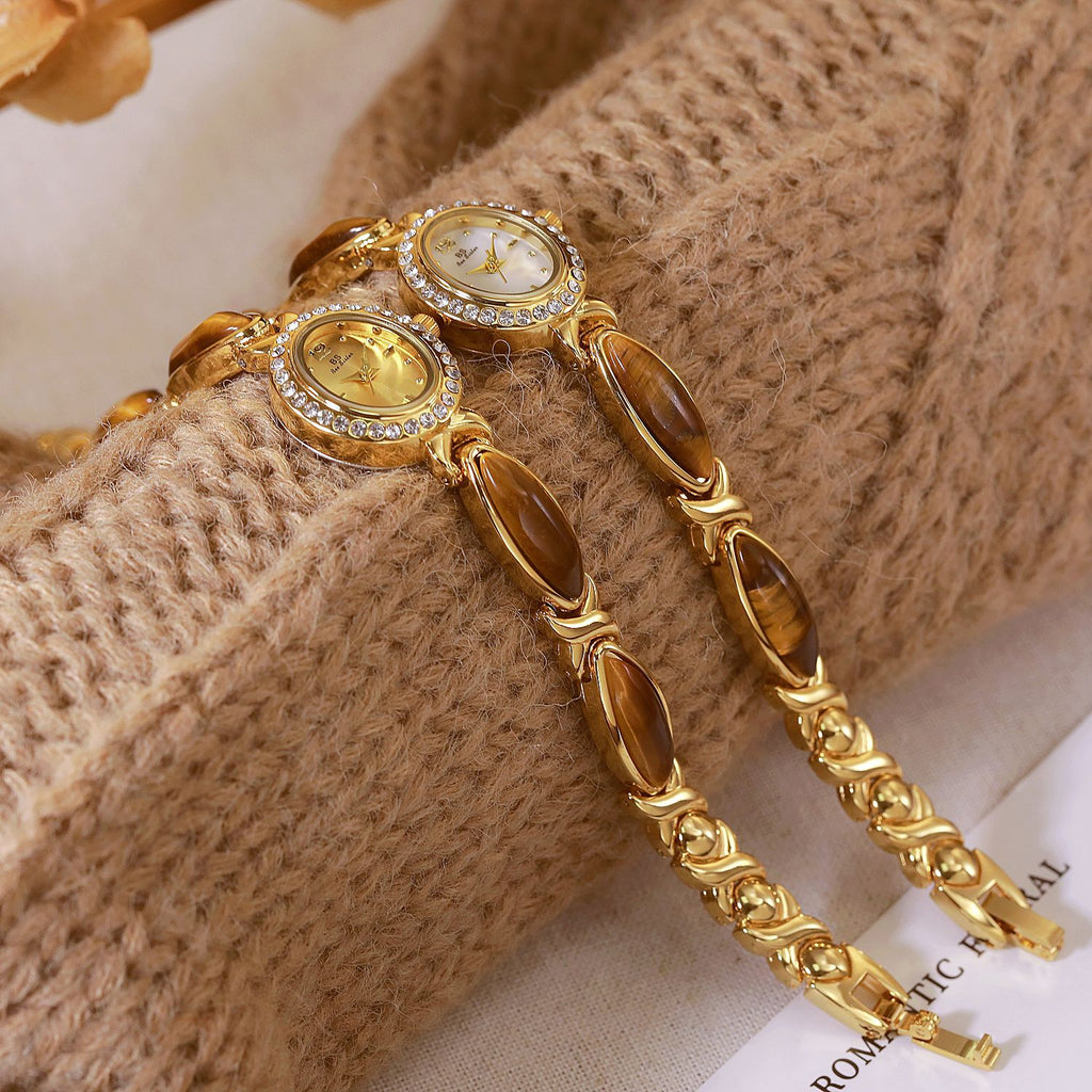 New Arrival Hot Sale Natural Tigereye Maillard Mid-ancient Chain Watch
