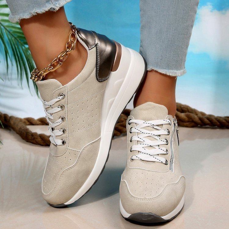 Womens Sporty Lace-Up Flared Sole Plus-Size Dress Shoes