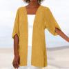 SpringSummer Casual Mid-Sleeve Solid-Color Thin Outerwear Coat