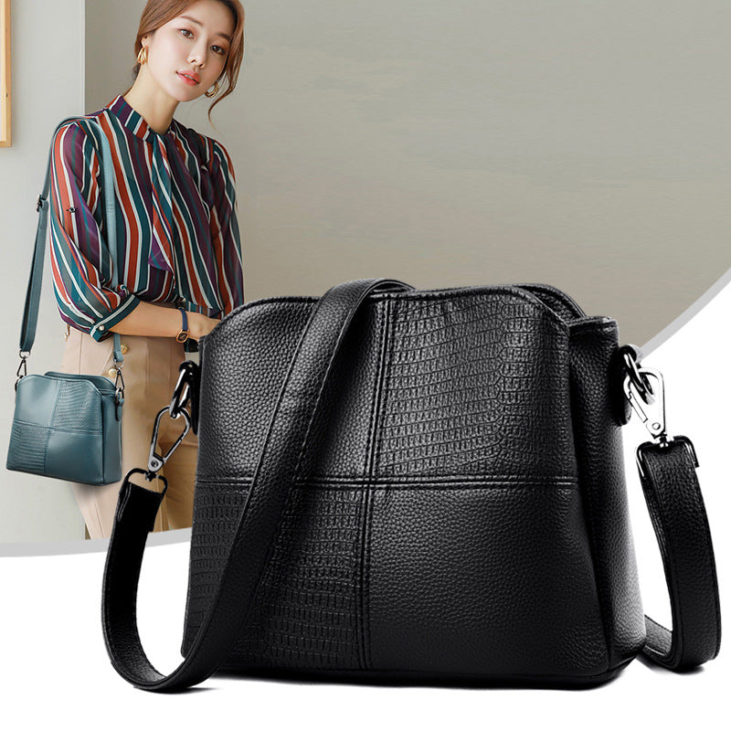 Retro Ladies Bag Simple Leisure Small Bucket Bag Leisure Multilayer One Shoulder Bag