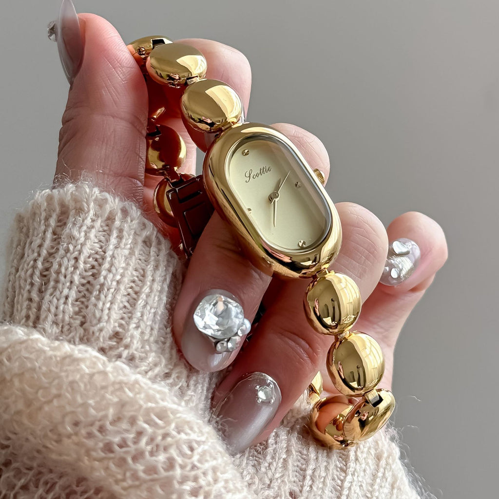 Good-looking Gold Elegant Oval Women's Watch Bracelet
