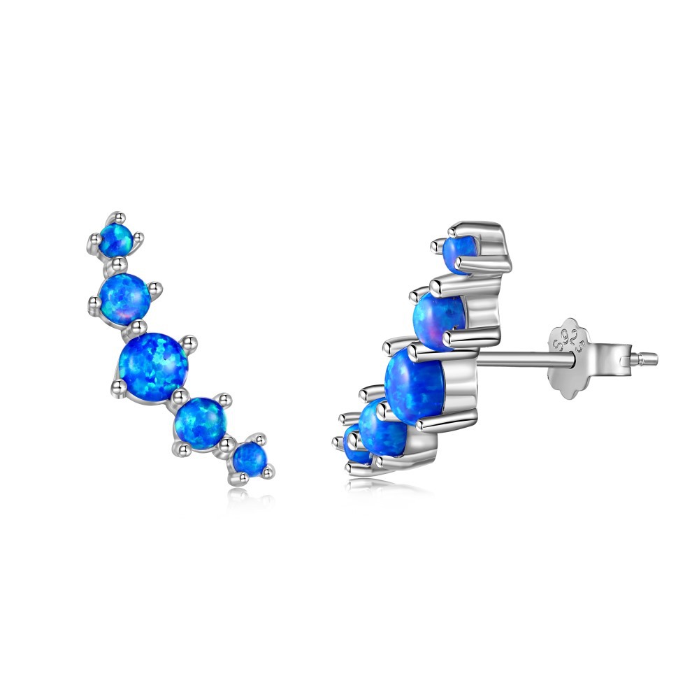 S925 Sterling Silver Stud Earrings Female Arc Opal Design Refined And Simple