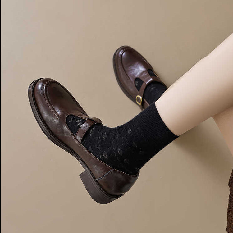 Women's Commuter French Platform Leather Shoes