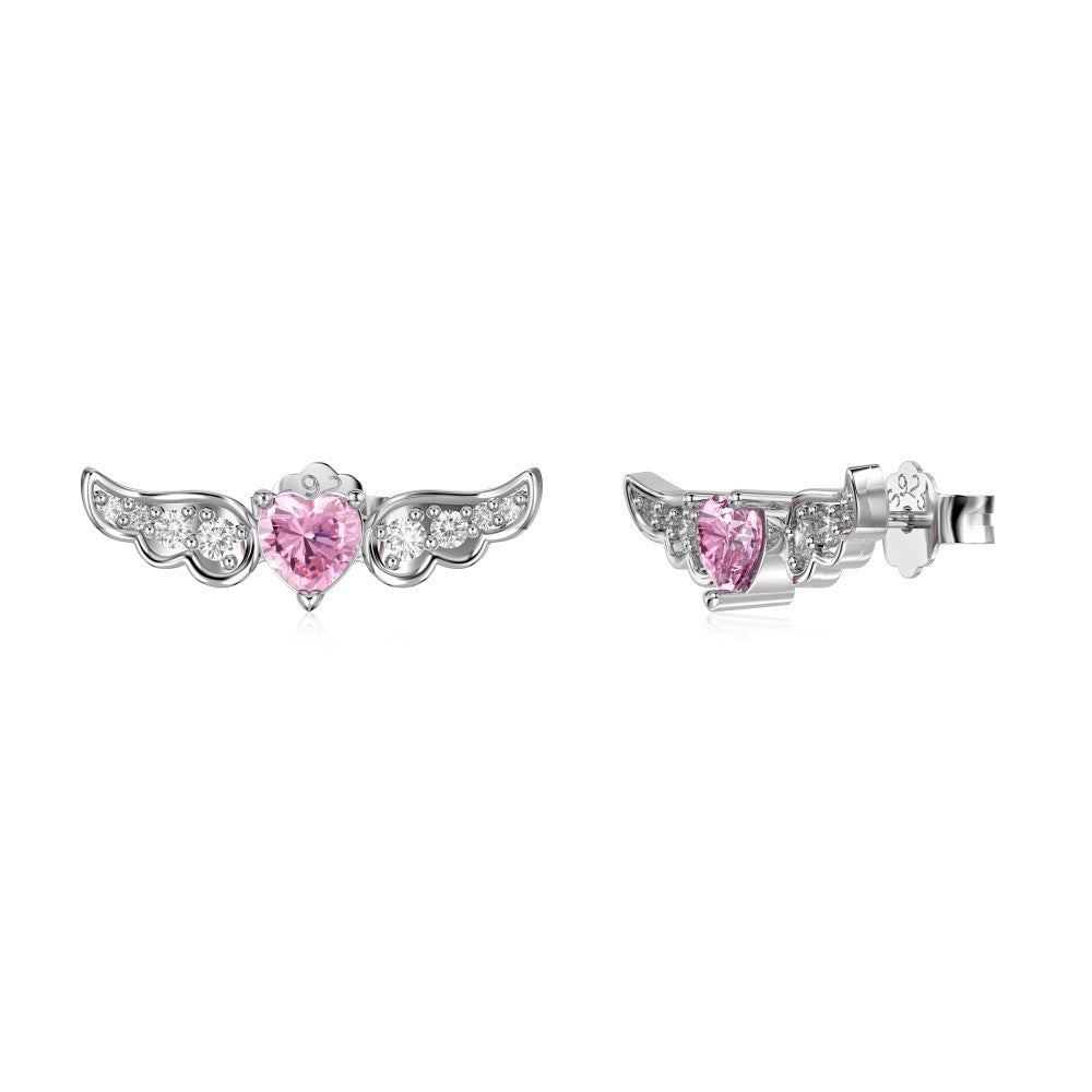 Heart-shaped Zircon Japanese And Korean Light Luxury Personality Wild Earrings