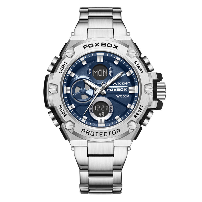 Fashion Double Display Luminous Electronic Watch Sports Quartz Steel Watch