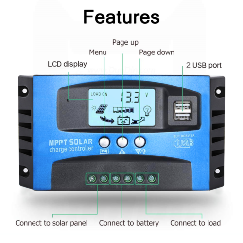 17.5X10X4.5 12V 24V Solar Panel Battery Regulator Charge Controller MPPT Auto Tracking