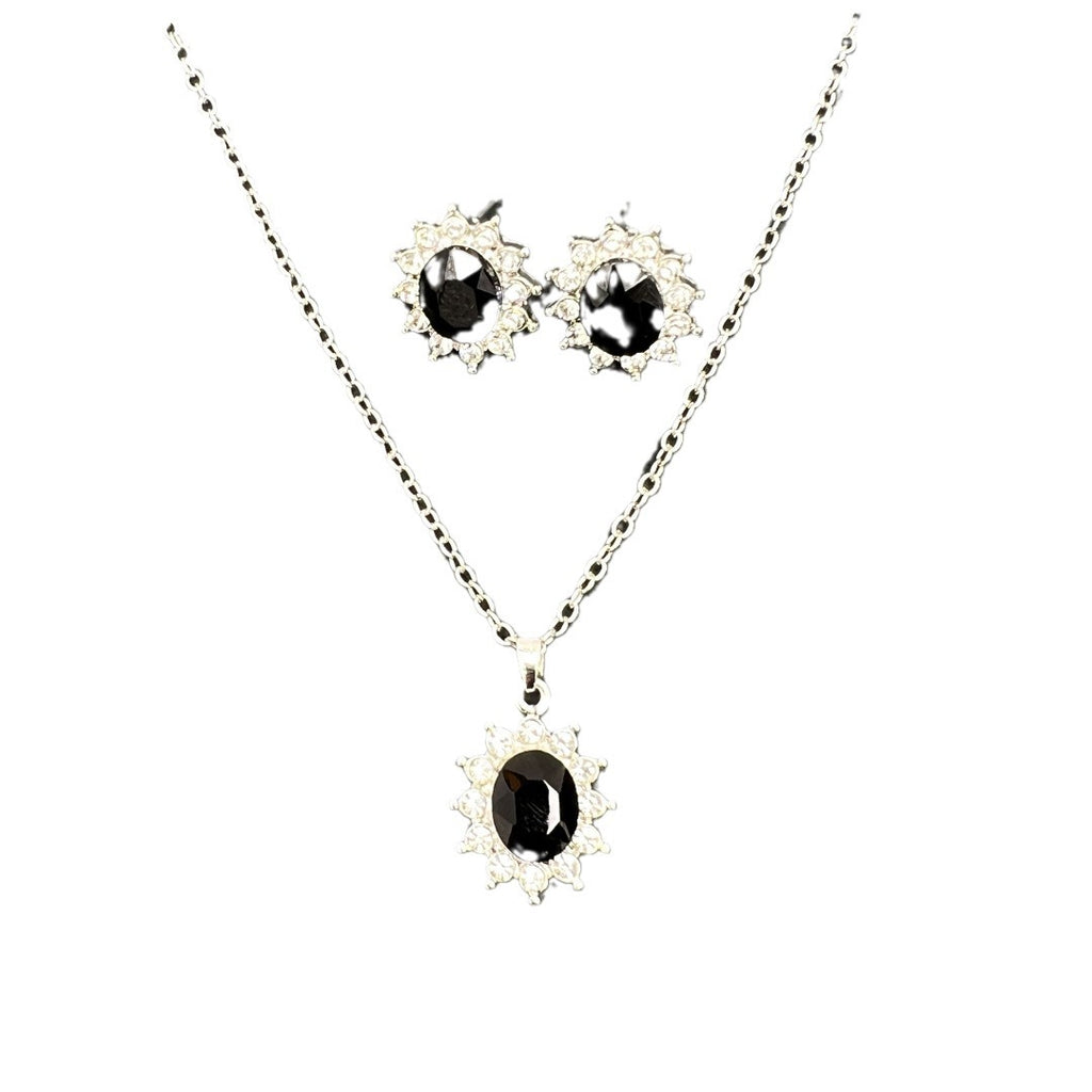 European And American Fashion SUNFLOWER Zircon Ear Stud Necklace Suit