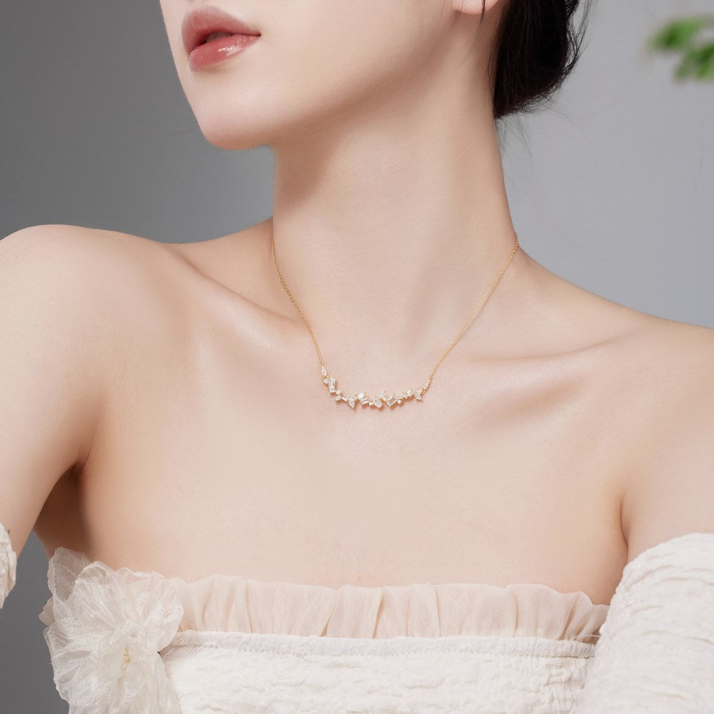S925 Sterling Silver Necklace Women's Inlaid Zircon Pendant