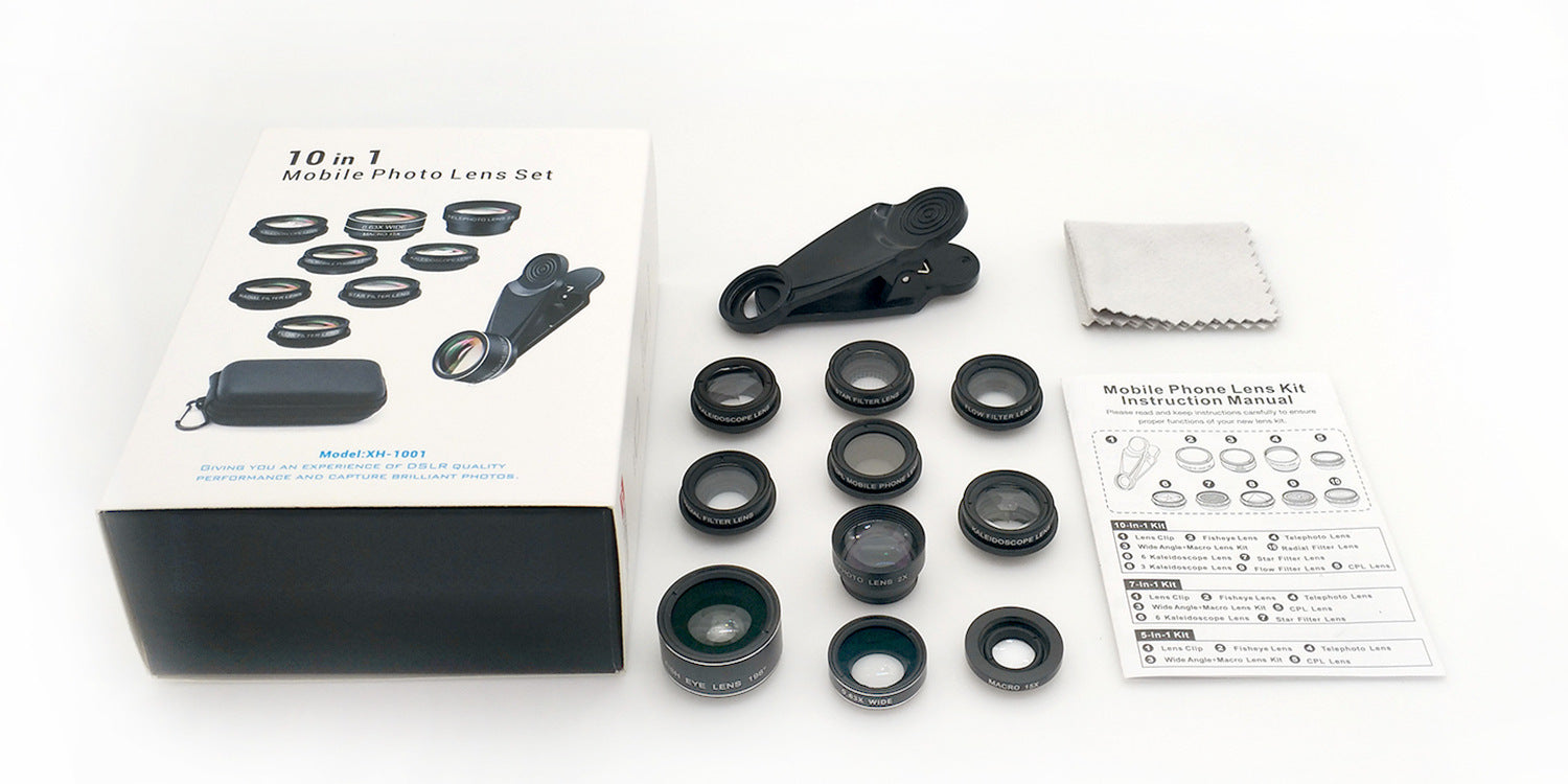 Wide-angle Macro Fisheye Lens Ten-in-one Suit External Camera Lens