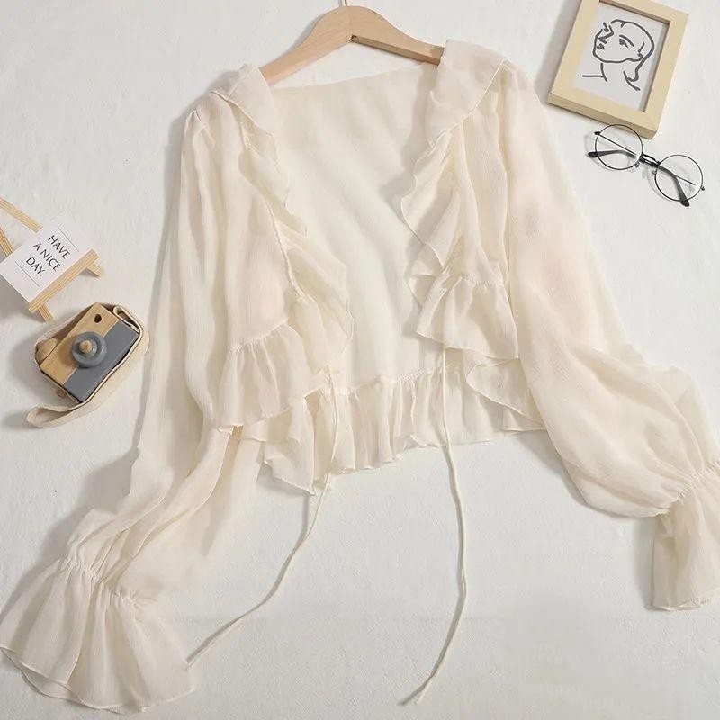 Women's Sun Protective Cardigan - Lightweight Breathable Chiffon Outerwear For Summer Layering