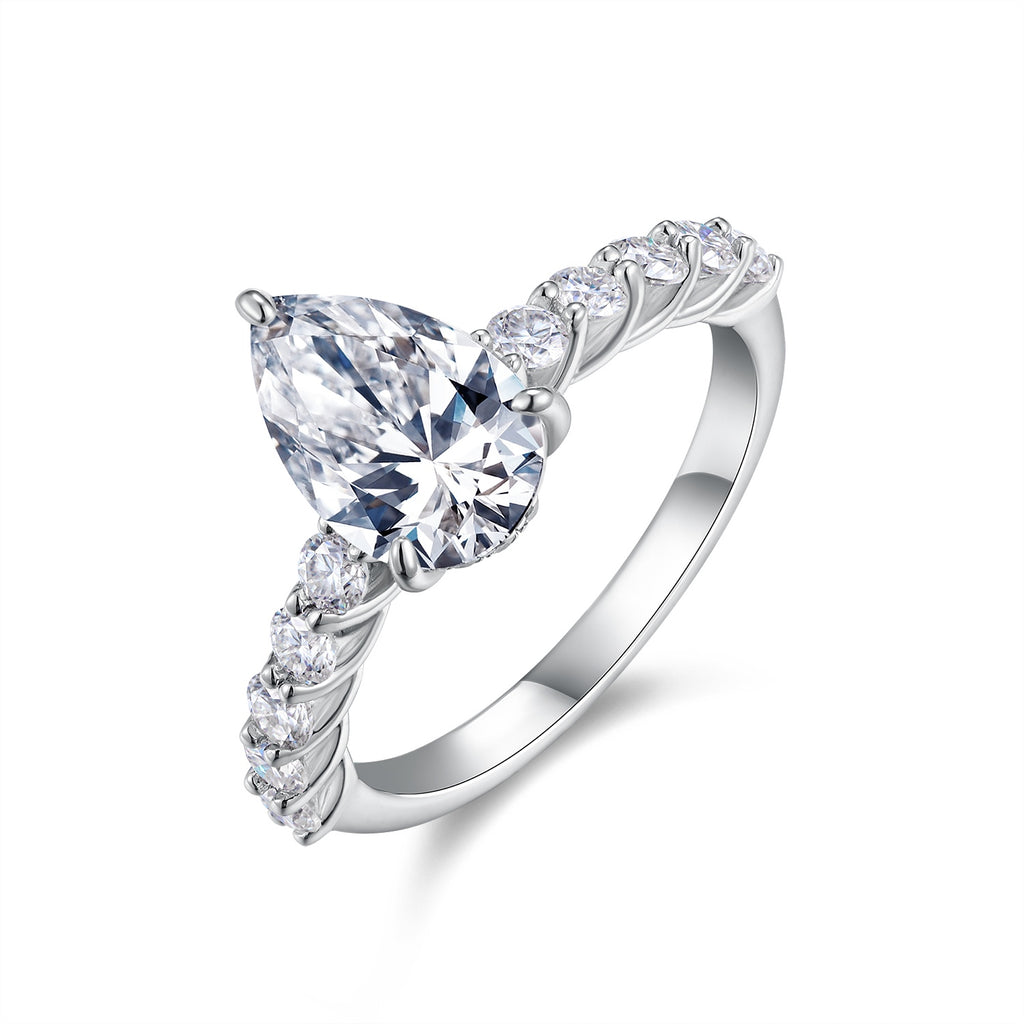 1Moonlight Water Drop - A Fashionable Diamond Jewelry Piece Set With Moissanite S925 Sterling Silver And Platinum Diamond Ring Prohibit TikTok sales