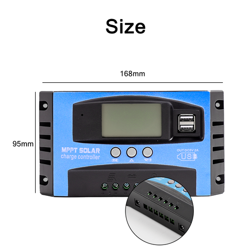16.7X8.4X6.6 12V 24V Solar Panel Battery Regulator Charge Controller MPPT Auto Tracking