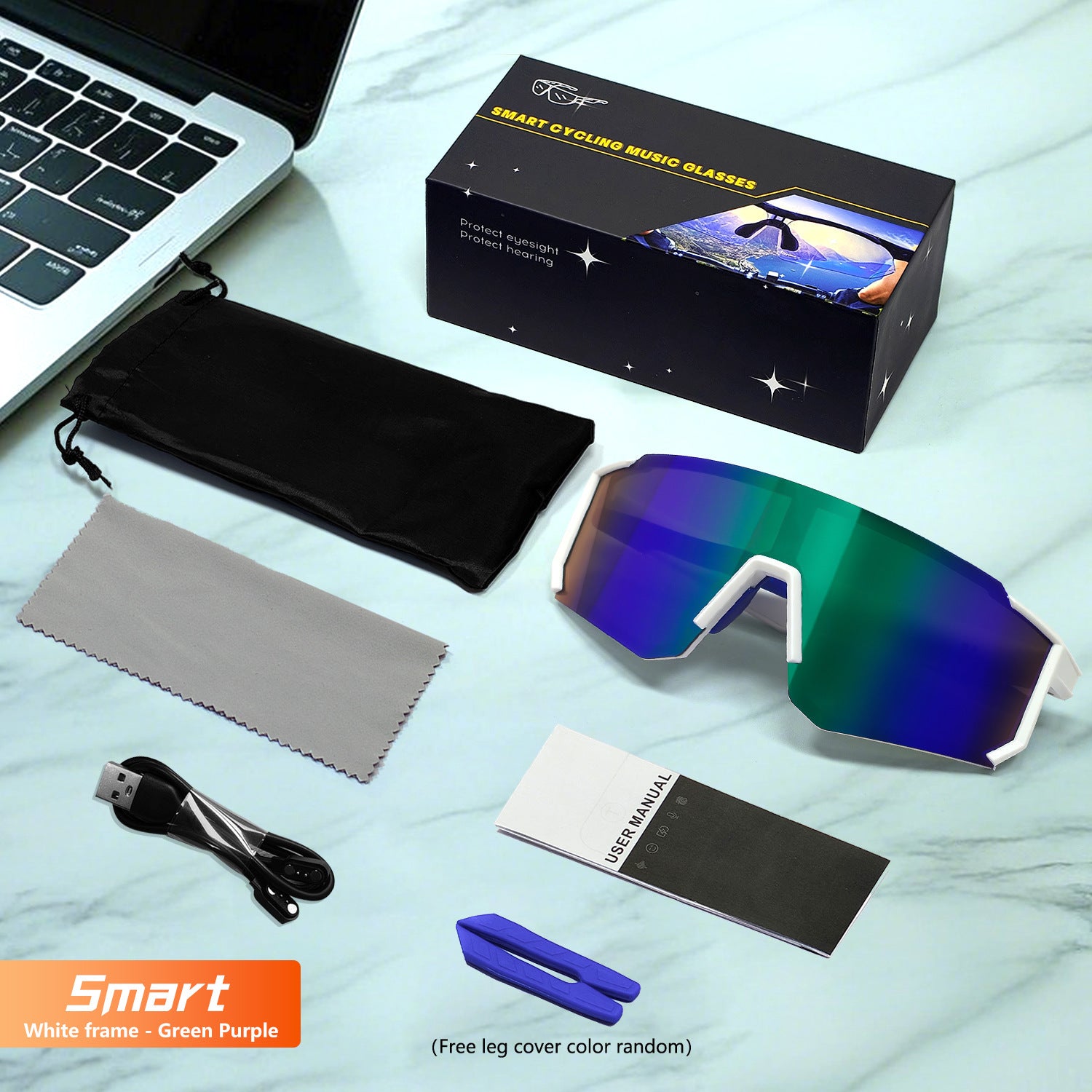 Outdoor Sports Cycling Bluetooth Glasses Music Audio Windproof Smart Goggles