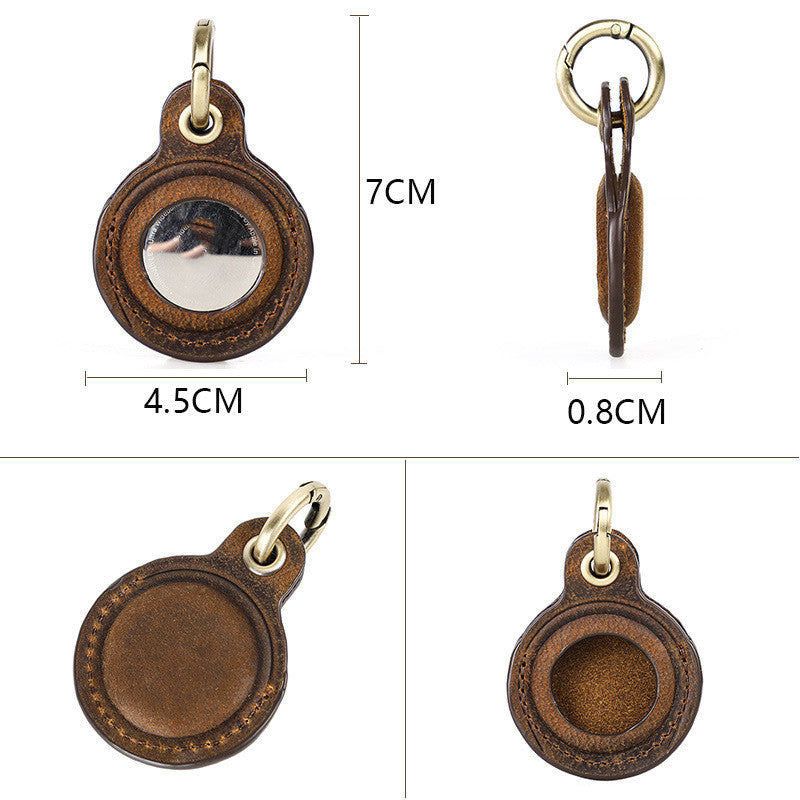 Crazy Horse Leather Pet Anti-loss Keychain Positioning Tracker Holster