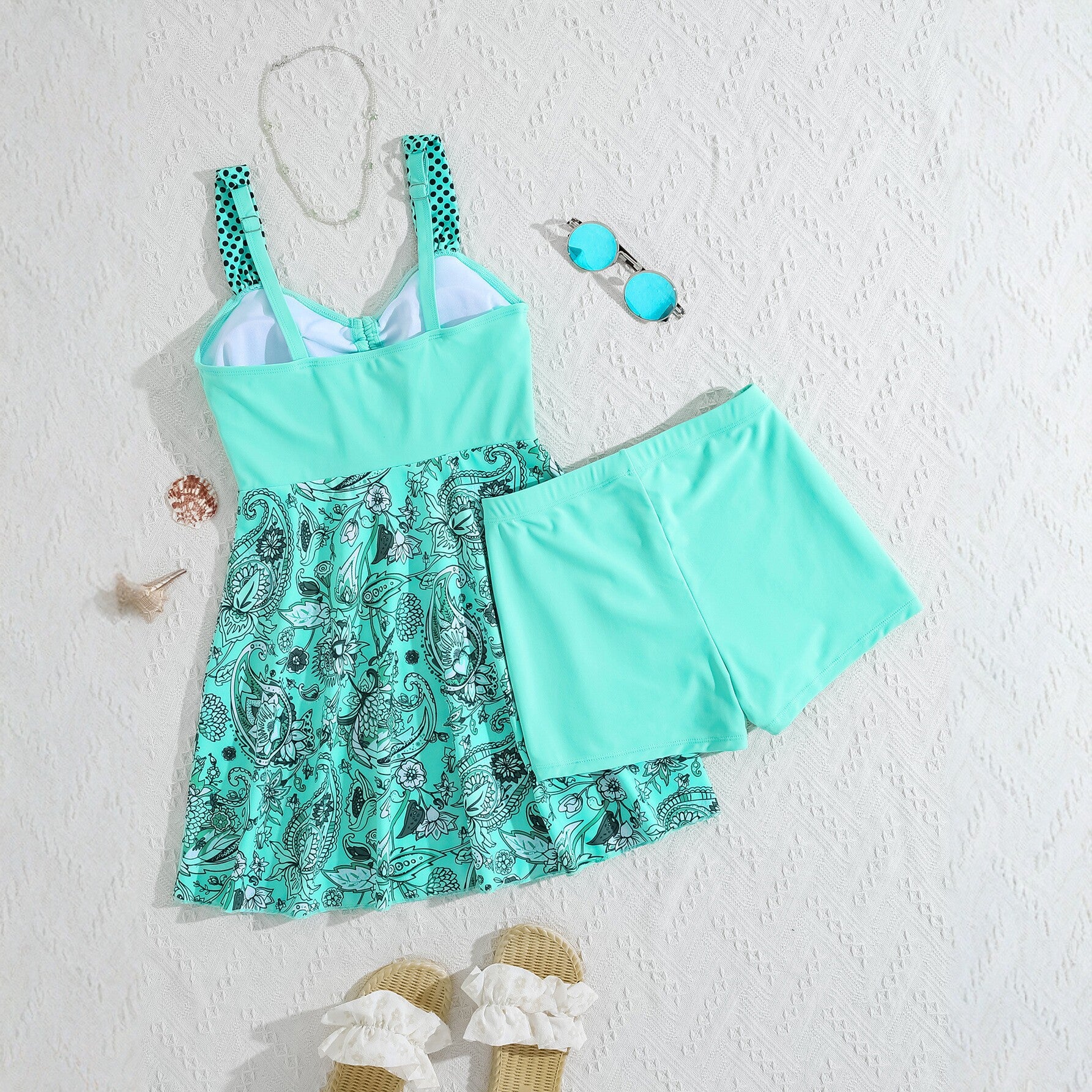 European And American-style Printed Dress-style Swimsuit For Women