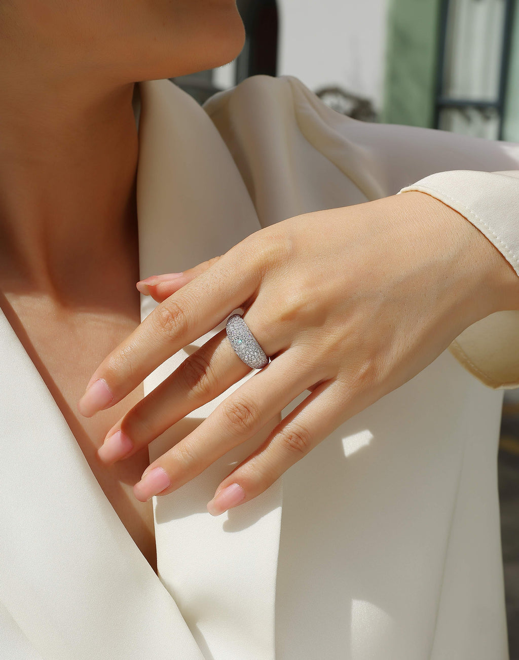 1Moonlit Night Stars - A Fashionable Diamond Jewelry Piece Set With Moissanite S925 Sterling Silver And Platinum Diamond Ring Prohibit TikTok sales