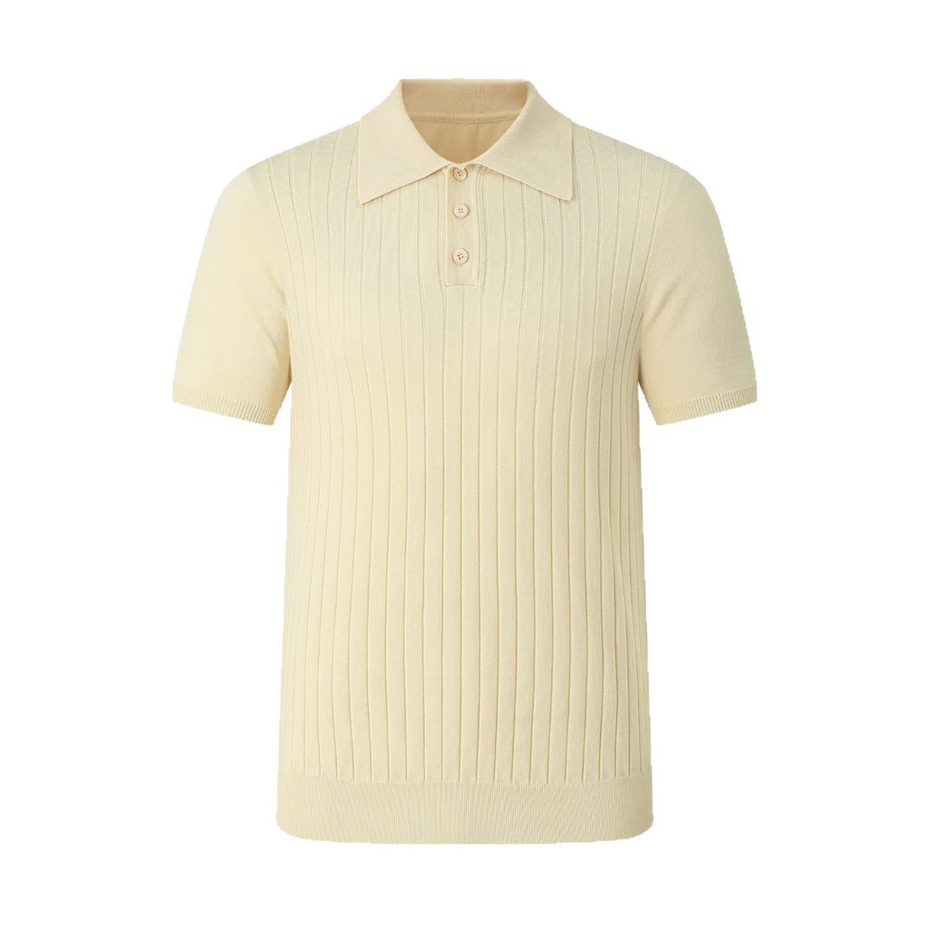 Knitted Polo Shirt Men's Stretch Short Sleeve Lapel Knitwear