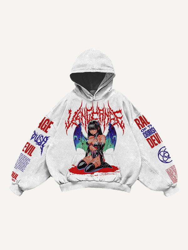 Men's Printed Hooded Loose Retro Sweatshirt