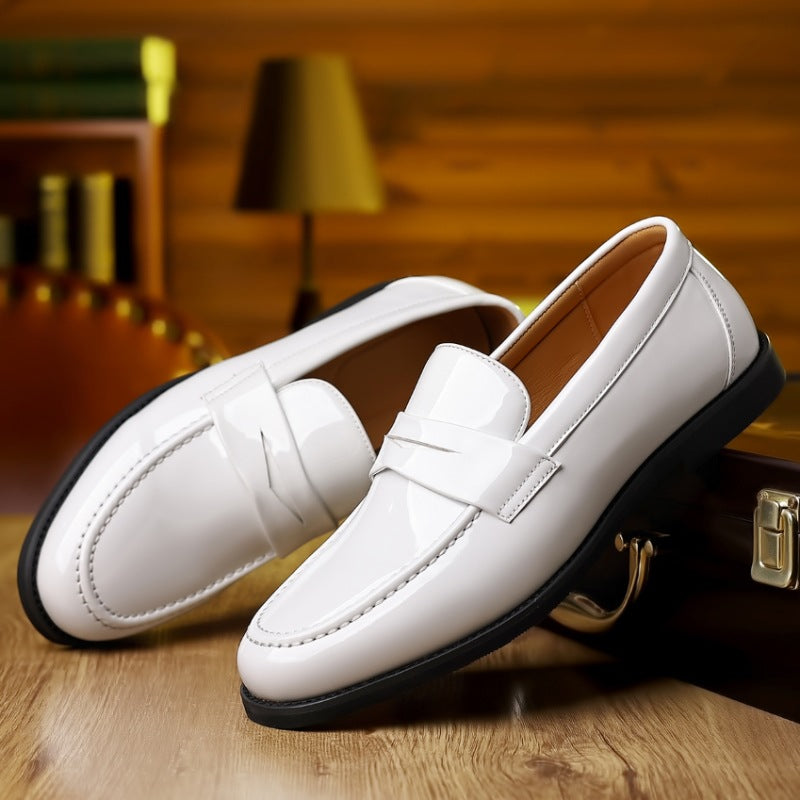 Business Casual Leather Shoes Men's Patent Leather Shiny Side Pedal Lazy
