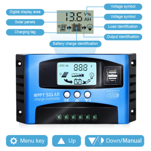 17.5X10X4.5 12V 24V Solar Panel Battery Regulator Charge Controller MPPT Auto Tracking