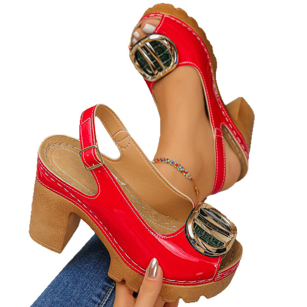 Fashionable Chunky-heeled Peep-toe Sandals