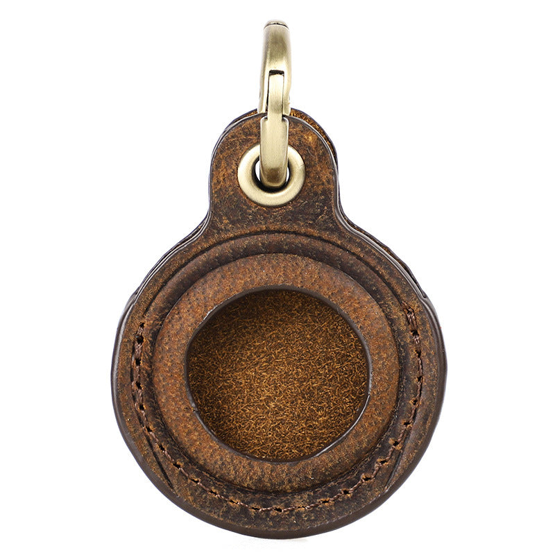 Crazy Horse Leather Pet Anti-loss Keychain Positioning Tracker Holster
