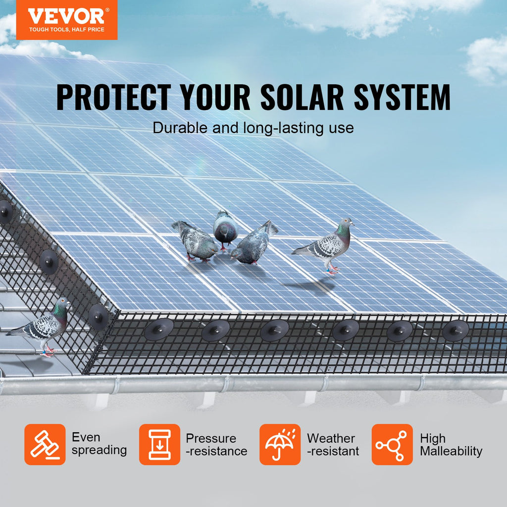 6 Inch X 100ft Solar Panel Bird Guard, Critter Guard Roll Kit With 60pcs Aluminum Alloy Fasteners, Solar Panel Guard With Rust-proof PVC Coating, 1/2 Inch Wire Roll Mesh
